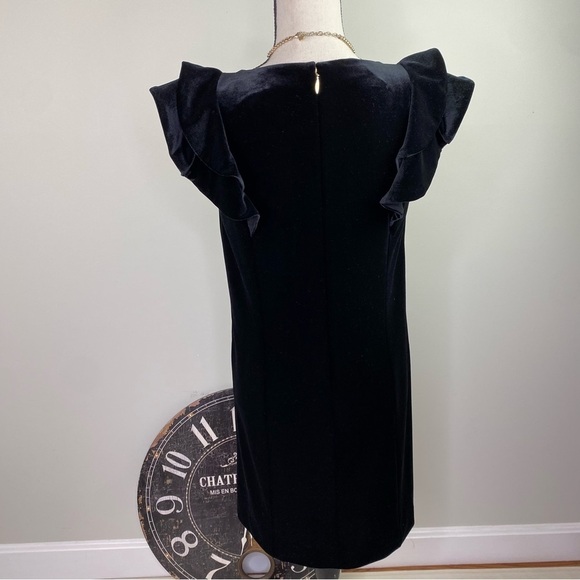 Draper James Black Velvet Ruffle Cap Sleeve Dress size 8 - Picture 5 of 12